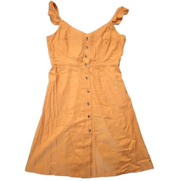 City Chic Mustard Yellow Flutter Sleeve Midi Dress Size S 16 NWT Button Front - Picture 1 of 10